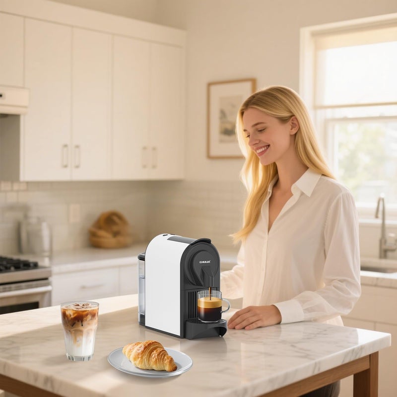 CHULUX Mini Espresso Machine for Nespresso Pod, 20 Bar Single Serve Coffee Maker, 1400W, White - Image 2